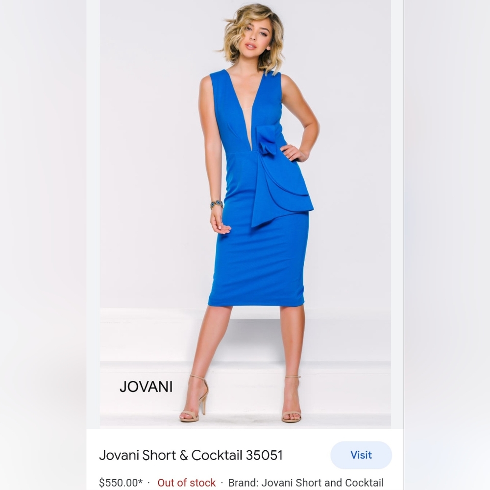 Jovani Royal blue midi dress with front detail
